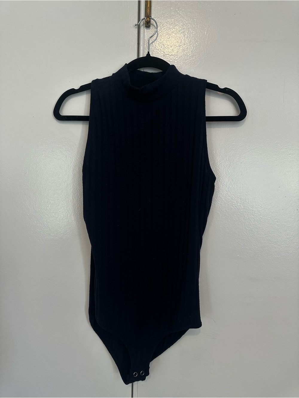 Design Lab Lord & Taylor Sleeveless Ribbed Mock Neck Bodysuit - Black